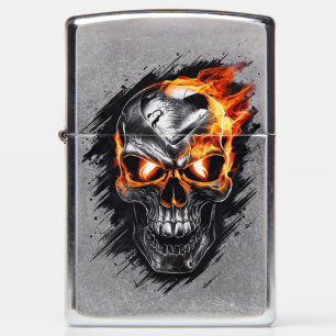 Flaming Skull - Metal Engraving Art Zippo Lighter