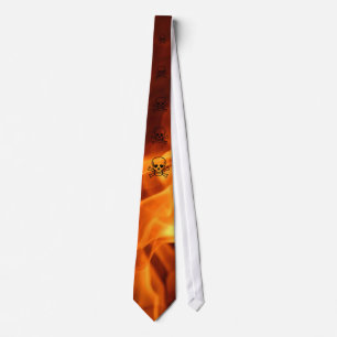 Flaming Skull Neck Tie