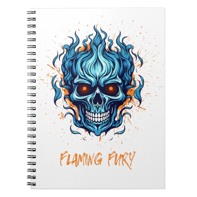 Flaming Skull Note Pad Notebook (Front)