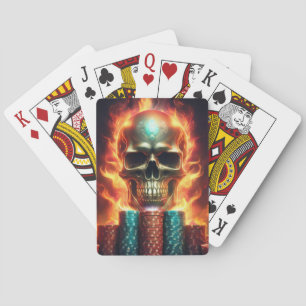 Flaming Skull Playing Cards