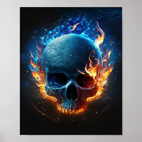 Flaming Skull  Poster