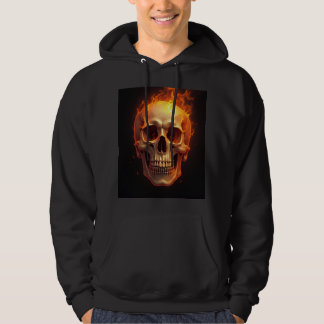 flaming skull print hoodie