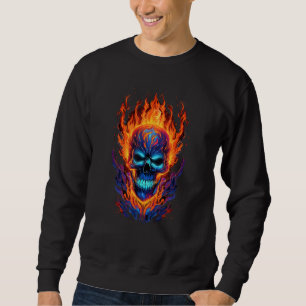 Flaming Skull Red Orange & Blue Cool Skeleton Skul Sweatshirt