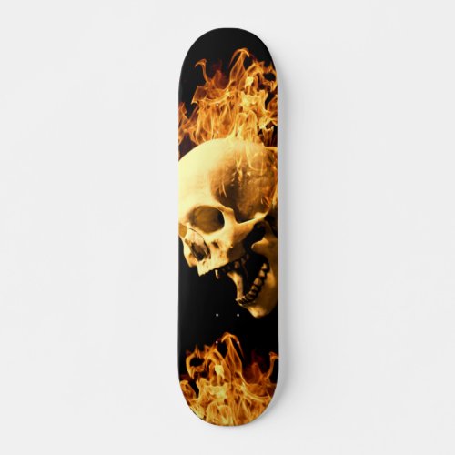 flaming skull skateboard