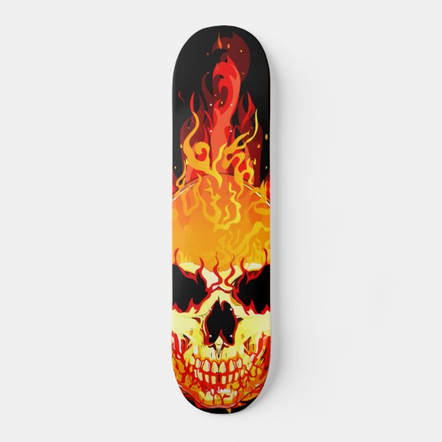Flaming Skull Skateboard | Zazzle