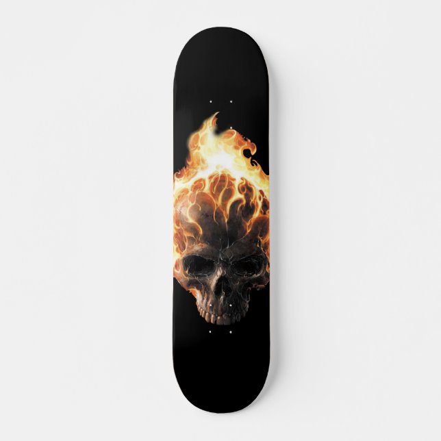 Flaming Skull Skateboard Deck (Front)