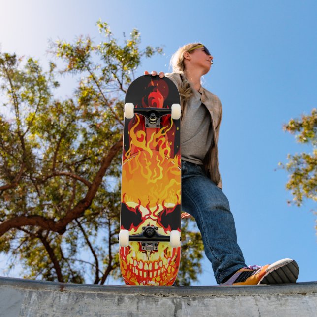 Flaming Skull Skateboard Deck (Outdoor 1)