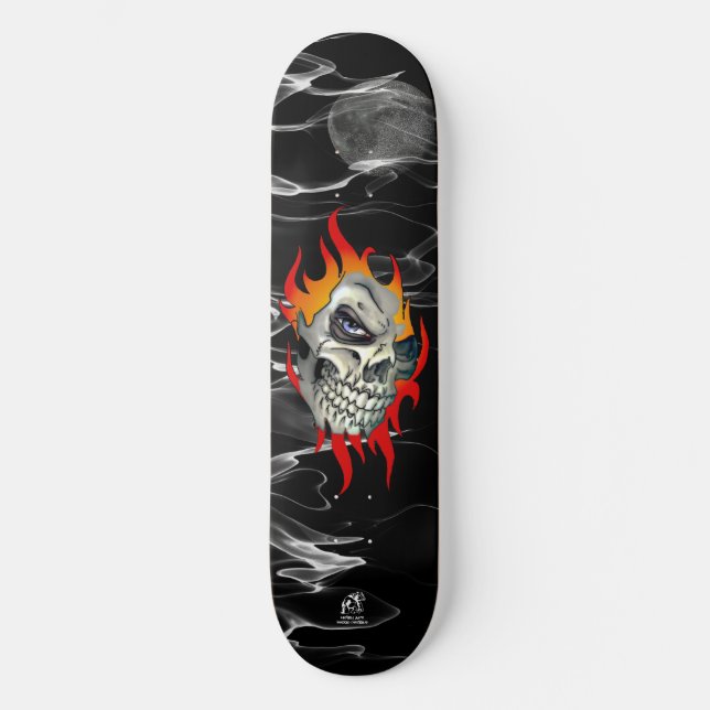 Flaming Skull Skateboard Deck (Front)