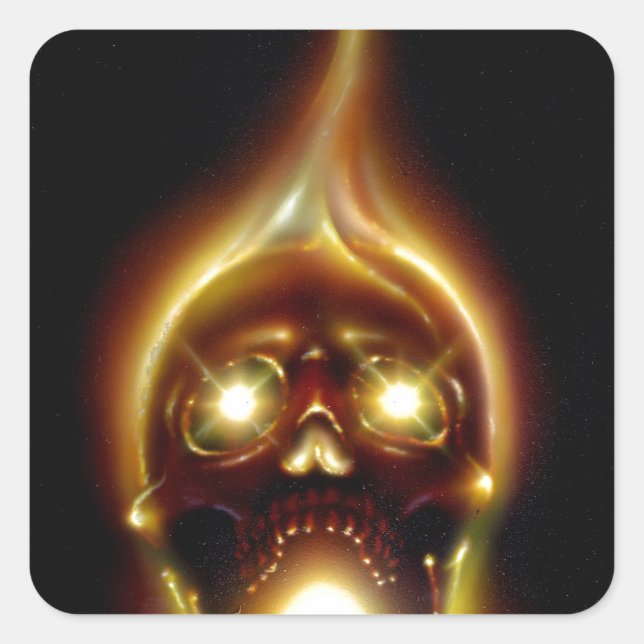 Flaming Skull Square Sticker (Front)
