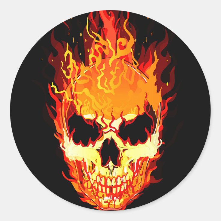 Flaming Skull Sticker | Zazzle