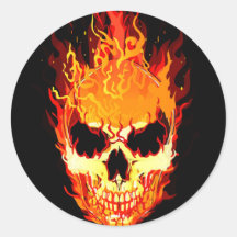 Flaming Skull Sticker
