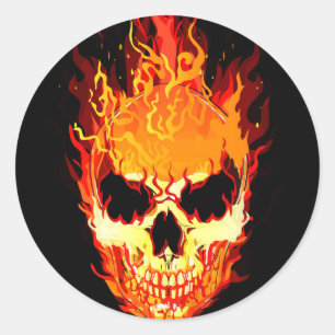 Flaming Skull Sticker