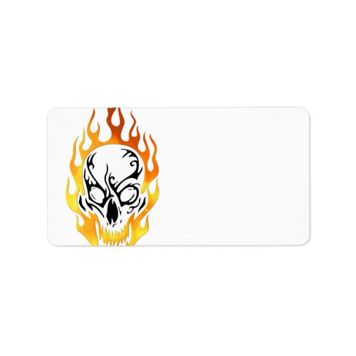 Flaming Skull Tattoo Label