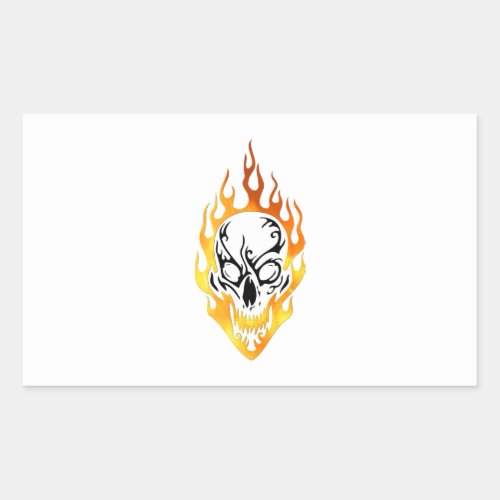 Flaming Skull Tattoo Rectangular Sticker