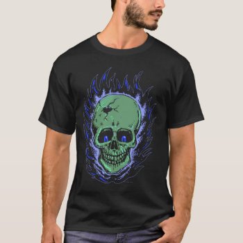 Flaming Skull Tattoo T-shirt by themonsterstore at Zazzle