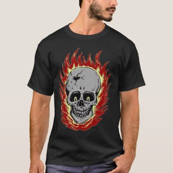 Flaming Skull Tattoo T-shirt by themonsterstore at Zazzle