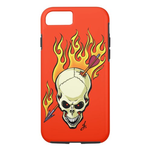 Flaming Skull with Arrow iPhone 87 Case