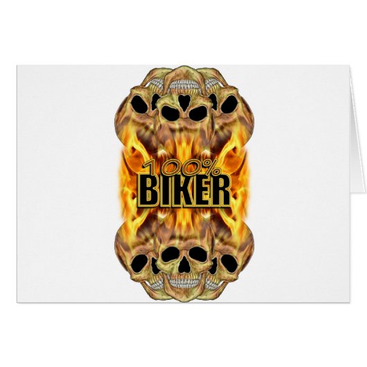 Flaming Skulls 100% Biker Cards (Front Horizontal)