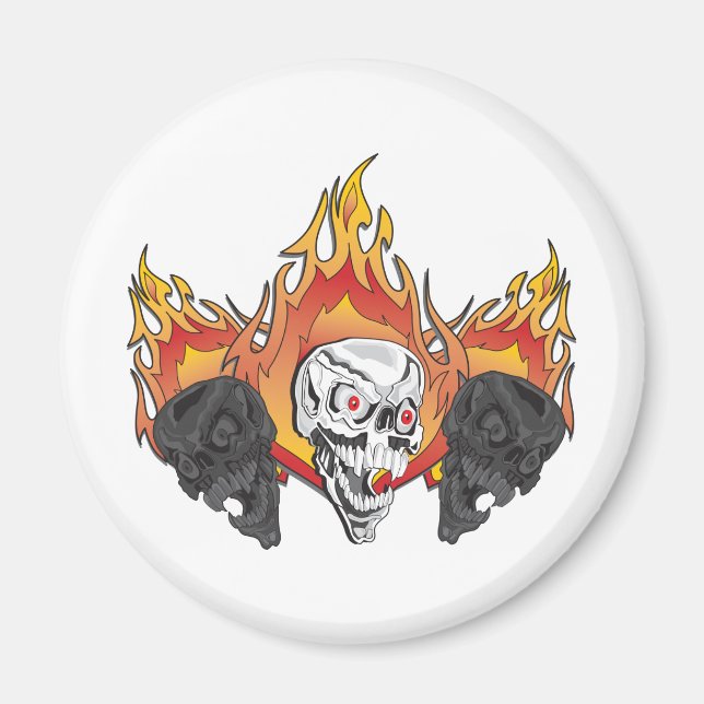 Flaming Skulls Magnet (Front)