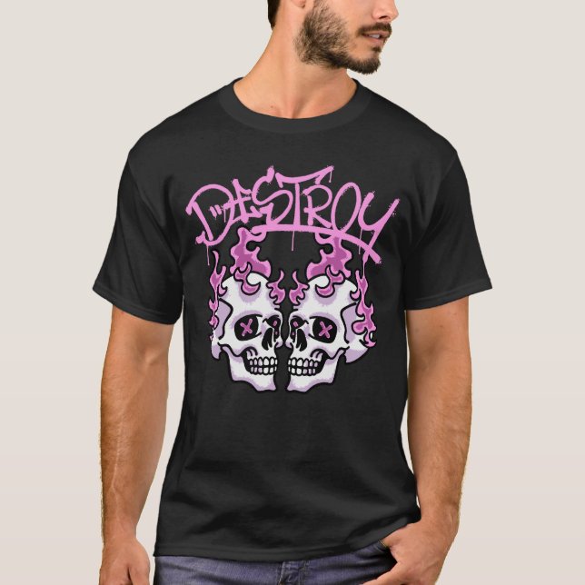 Flaming Skulls streetwear T-Shirt (Front)