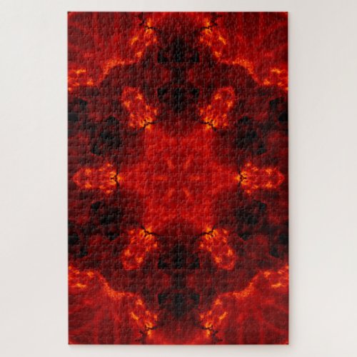 Flaming Snowflake Orange Gradient Kaleidoscope Jigsaw Puzzle