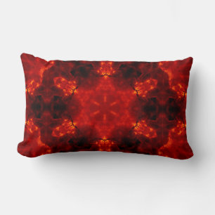 Flaming Snowflake Orange Gradient Kaleidoscope Lumbar Pillow
