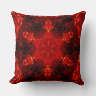 Flaming Snowflake Orange Gradient Kaleidoscope Throw Pillow