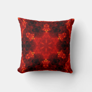 Flaming Snowflake Orange Gradient Kaleidoscope Throw Pillow