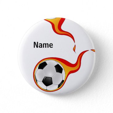 flaming SOCCER ball badge Button