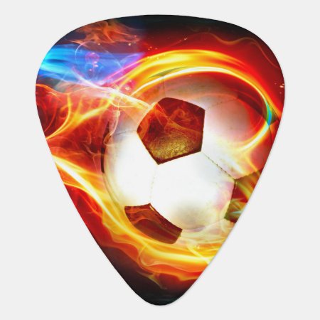 Flaming Soccer Ball Guitar Pick