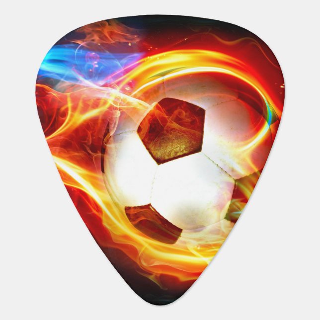 Flaming Soccer Ball Guitar Pick (Front)