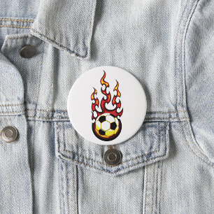 Flaming Soccer Ball Hot Fire Sports Button