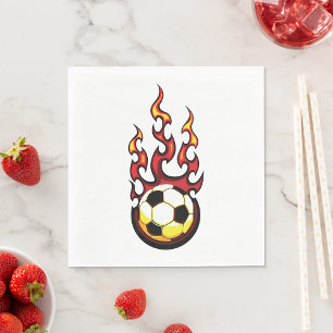 Flaming Soccer Ball Hot Fire Sports Napkins