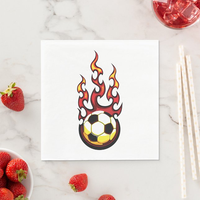 Flaming Soccer Ball Hot Fire Sports Napkins (Creator Uploaded)