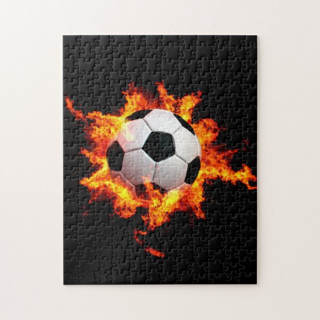 Flaming Soccer Ball Jigsaw Puzzle (Vertical)