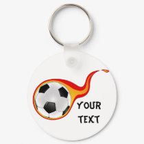 flaming soccer ball keychain