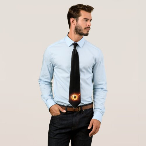 Flaming Soccer Ball Monogram Football Tie