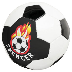 Flaming Soccer Ball Personalized