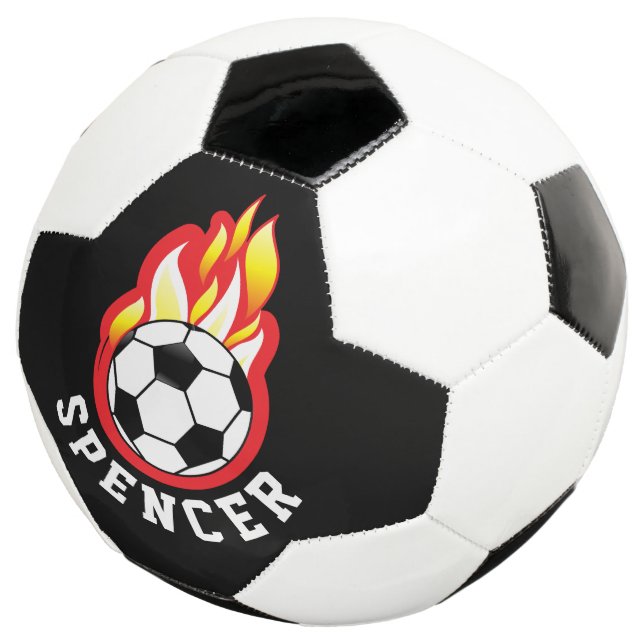 Flaming Soccer Ball Personalized (Three Quarter)
