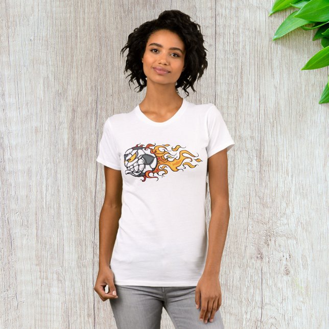 Flaming Soccer Ball Womens T-Shirt (Creator Uploaded)