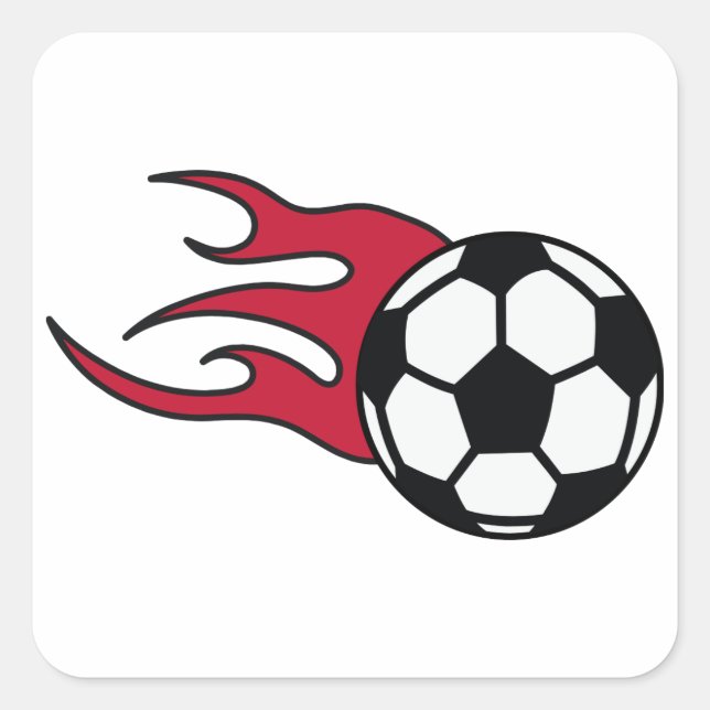 Flaming Soccer Square Sticker (Front)