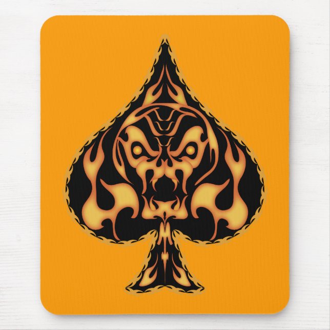 Flaming Spade Skull Mouse Pad (Front)
