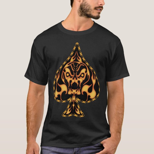 Flaming Spade Skull T-Shirt (Front)