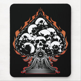 Flaming Spade with Skulls Mouse Pad
