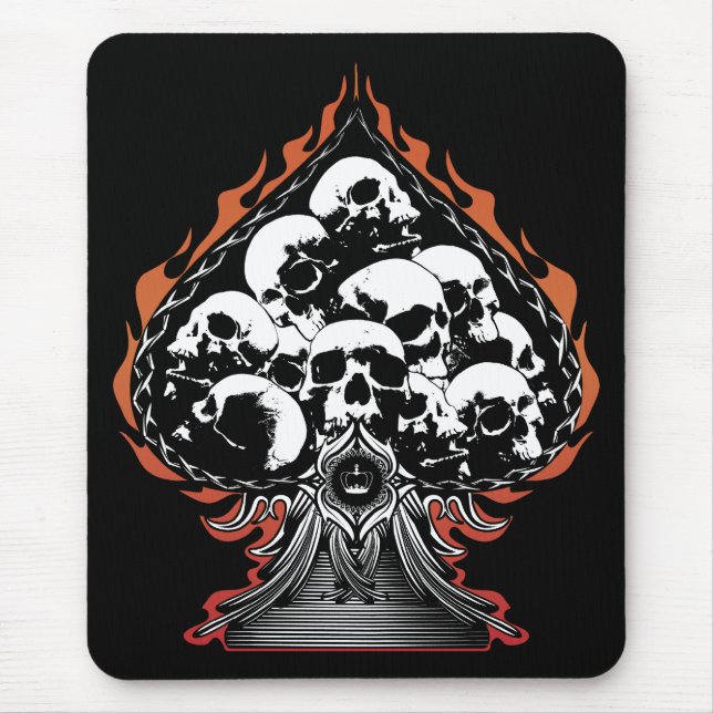 Flaming Spade with Skulls Mouse Pad (Front)