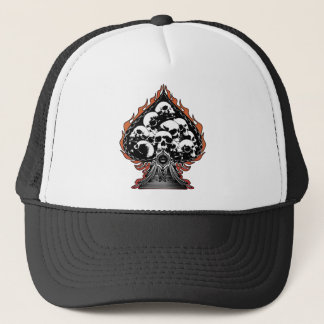 Flaming Spade with Skulls Trucker Hat