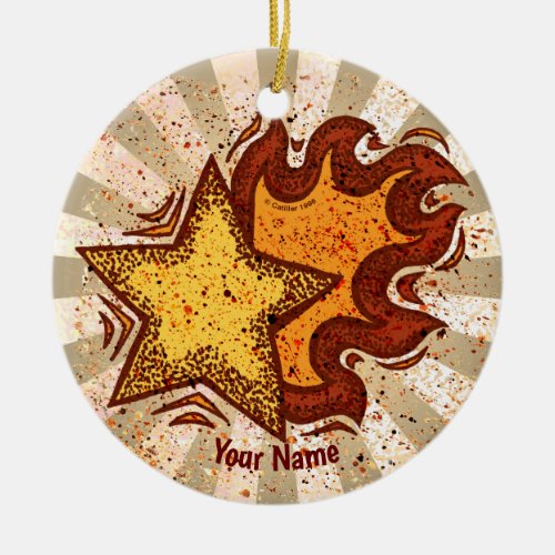 Flaming Star custom name  Ceramic Ornament