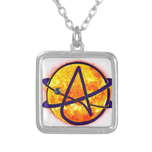 Flaming Sun Atheist Symbol Silver Plated Necklace