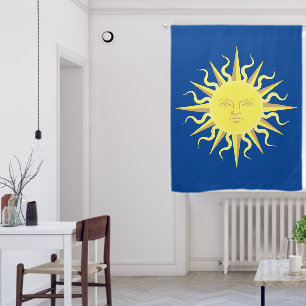 Flaming Sun Face Template Blackout Curtains