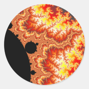 Flaming Sun - Fractal Classic Round Sticker